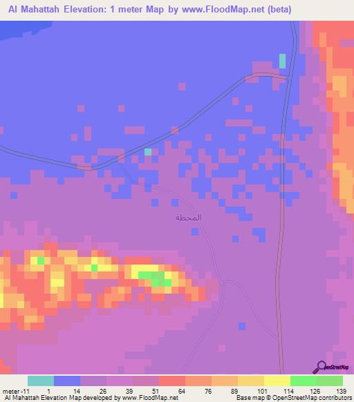 Al Mahattah,Oman Elevation Map