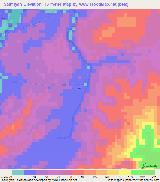 Salmiyah,Oman Elevation Map