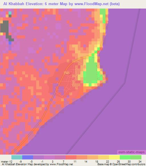 Al Khabbah,Oman Elevation Map