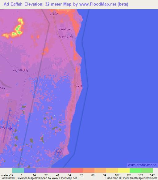 Ad Daffah,Oman Elevation Map
