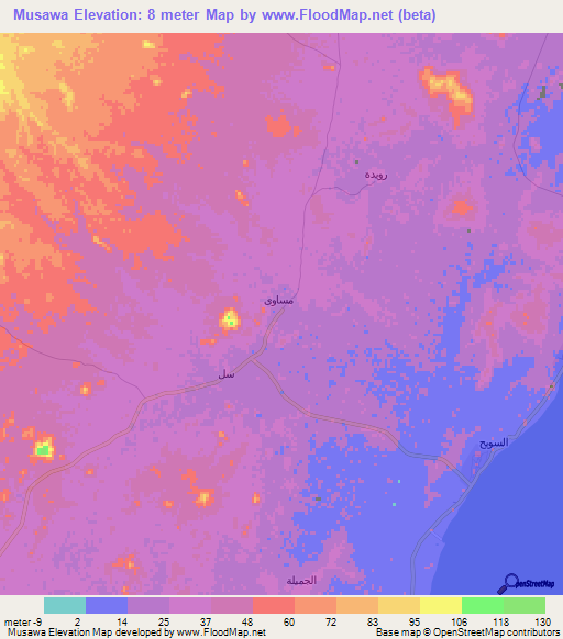 Musawa,Oman Elevation Map