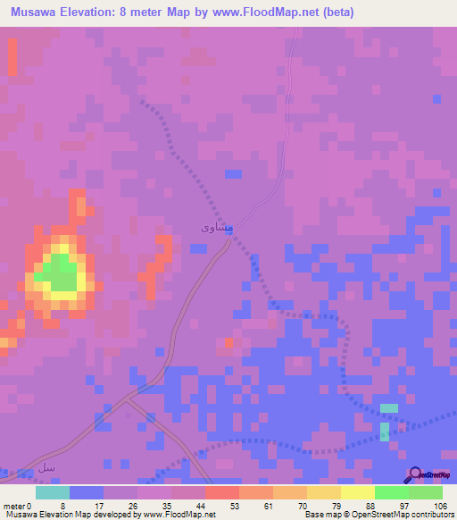 Musawa,Oman Elevation Map