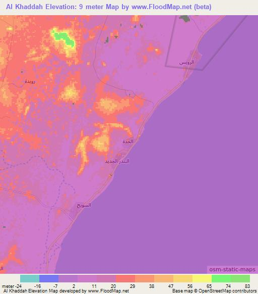Al Khaddah,Oman Elevation Map