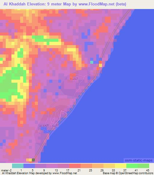 Al Khaddah,Oman Elevation Map