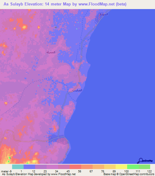 As Sulayb,Oman Elevation Map