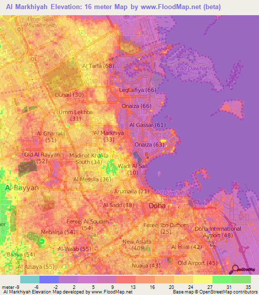 Al Markhiyah,Qatar Elevation Map