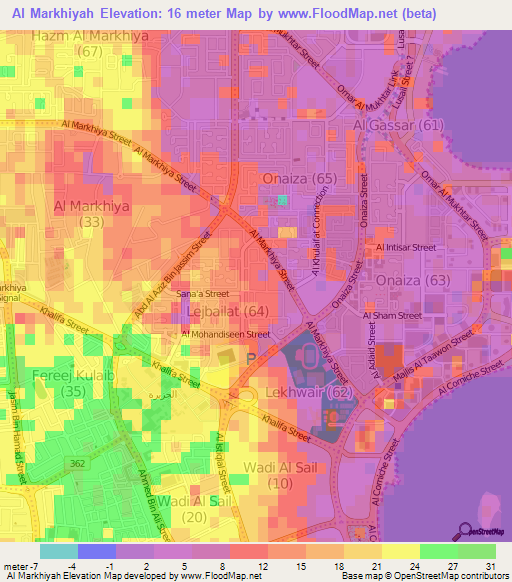 Al Markhiyah,Qatar Elevation Map
