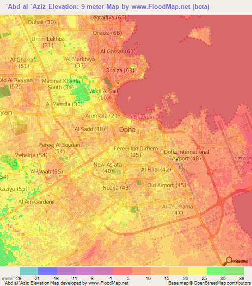 `Abd al `Aziz,Qatar Elevation Map