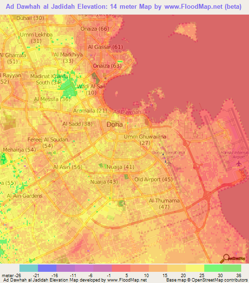 Ad Dawhah al Jadidah,Qatar Elevation Map