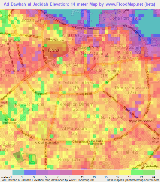 Ad Dawhah al Jadidah,Qatar Elevation Map