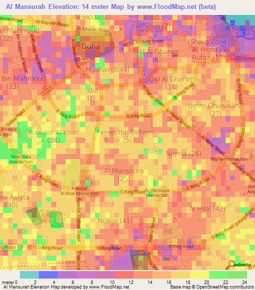 Al Mansurah,Qatar Elevation Map