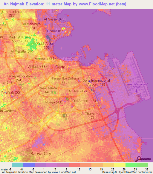 An Najmah,Qatar Elevation Map