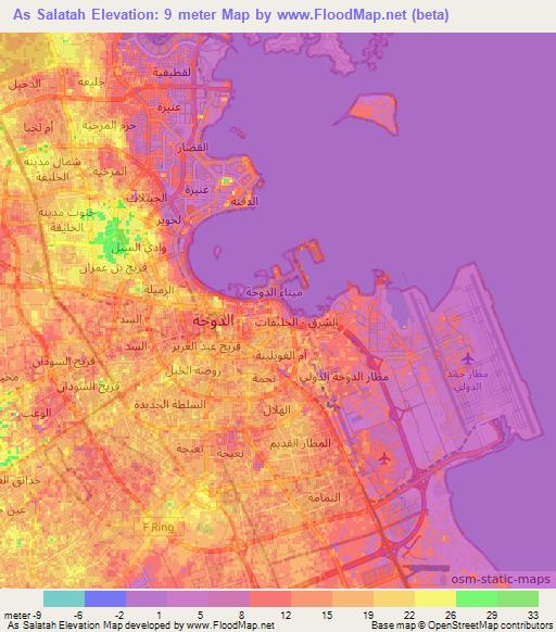 As Salatah,Qatar Elevation Map