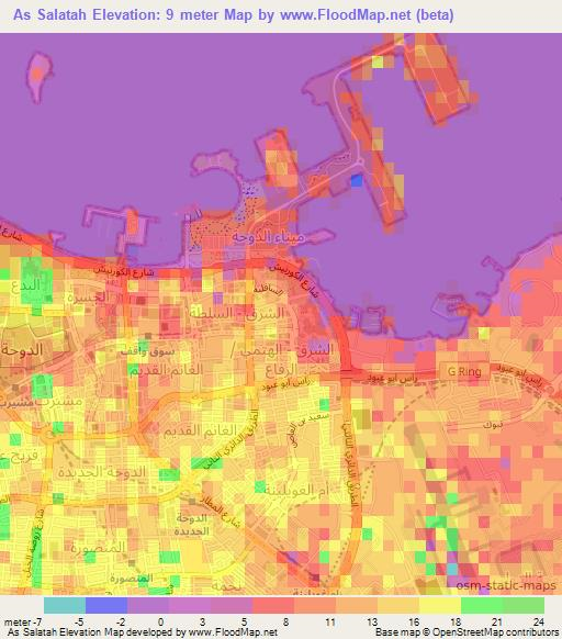 As Salatah,Qatar Elevation Map