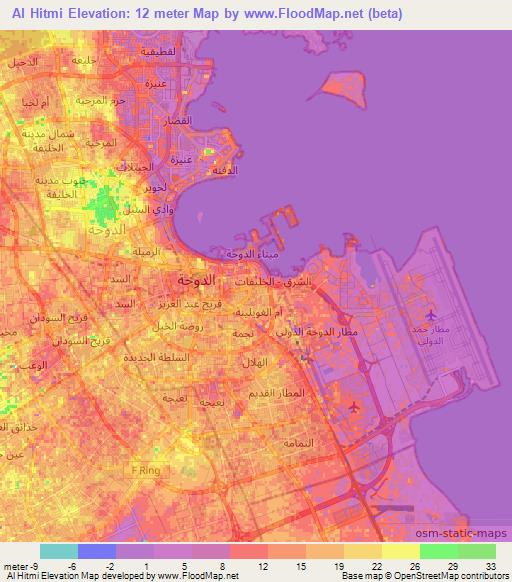 Al Hitmi,Qatar Elevation Map