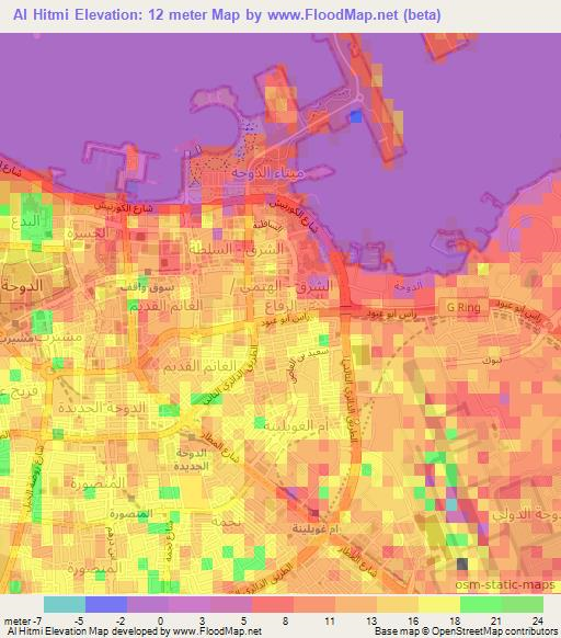 Al Hitmi,Qatar Elevation Map