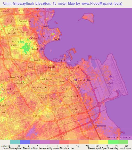 Umm Ghuwaylinah,Qatar Elevation Map