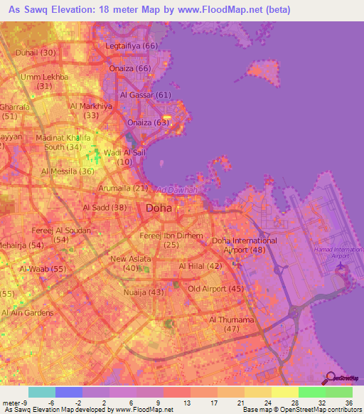 As Sawq,Qatar Elevation Map