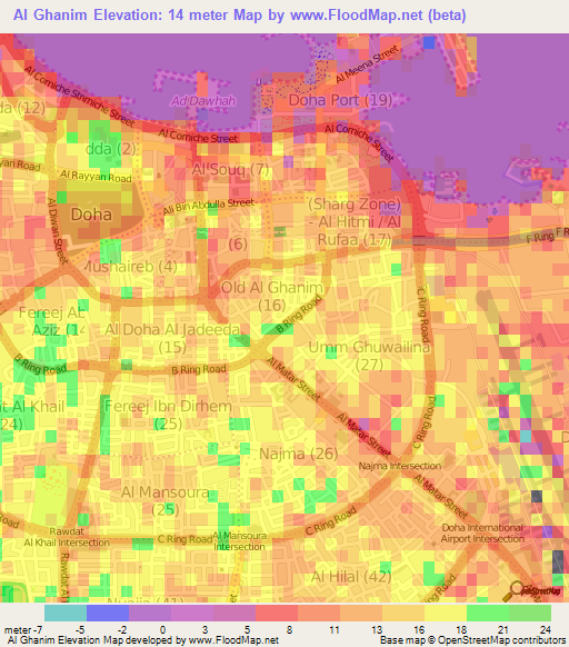 Al Ghanim,Qatar Elevation Map