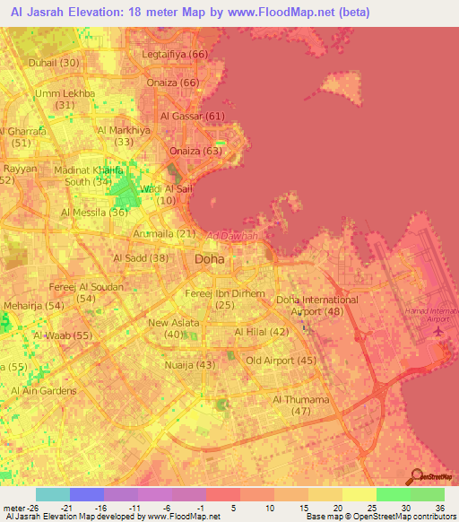 Al Jasrah,Qatar Elevation Map