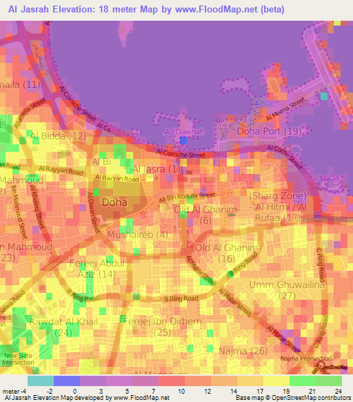 Al Jasrah,Qatar Elevation Map