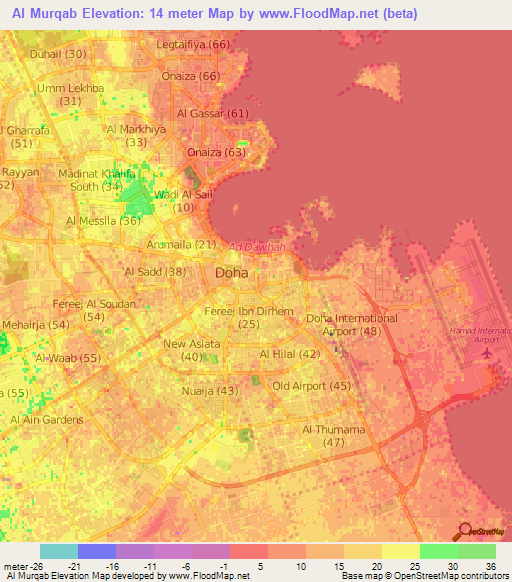 Al Murqab,Qatar Elevation Map