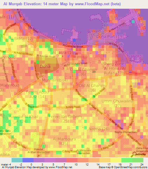 Al Murqab,Qatar Elevation Map
