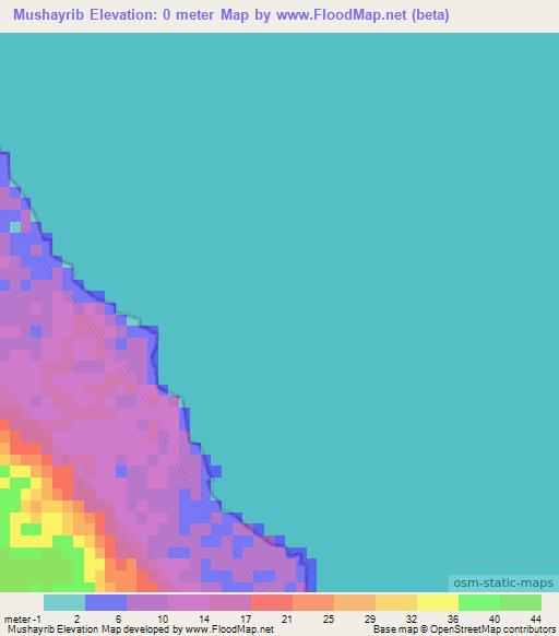 Mushayrib,Qatar Elevation Map