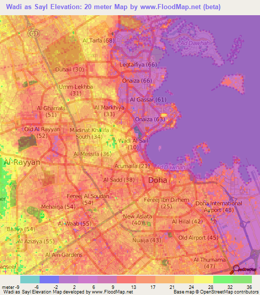 Wadi as Sayl,Qatar Elevation Map