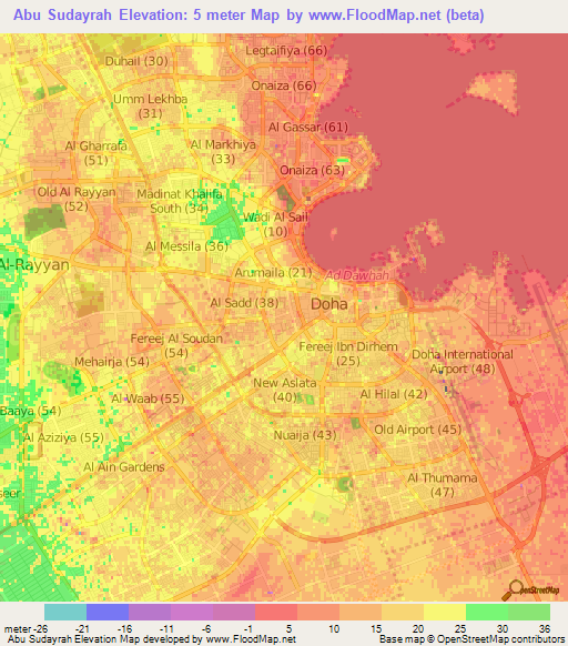 Abu Sudayrah,Qatar Elevation Map