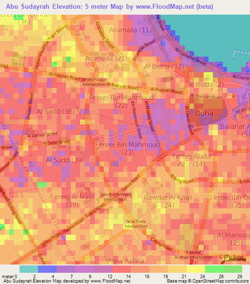 Abu Sudayrah,Qatar Elevation Map