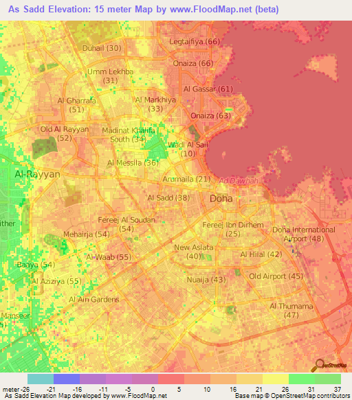 As Sadd,Qatar Elevation Map