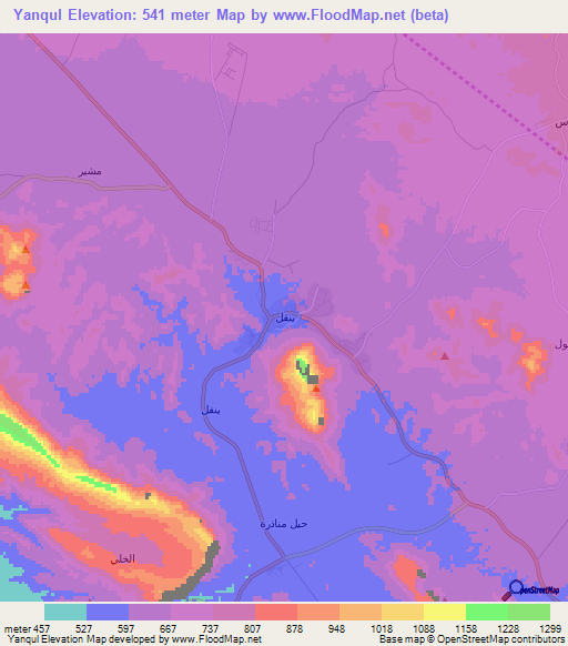 Yanqul,Oman Elevation Map