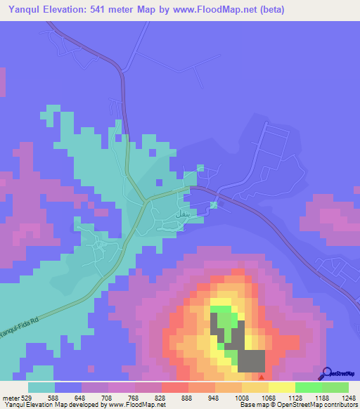 Yanqul,Oman Elevation Map