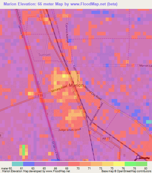 Marion,US Elevation Map