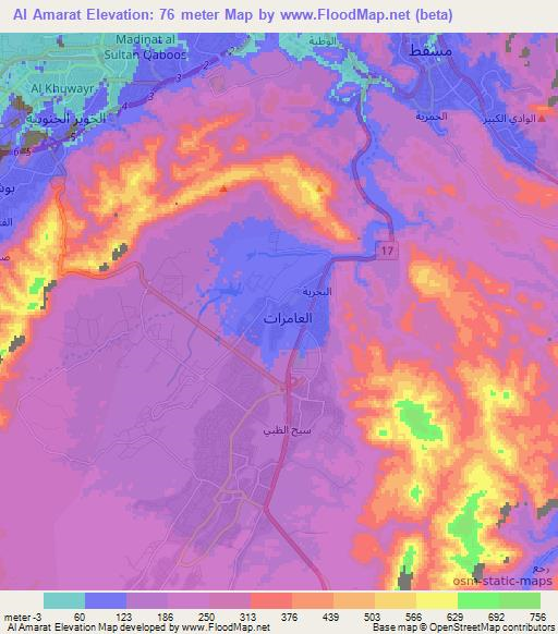 Al Amarat,Oman Elevation Map