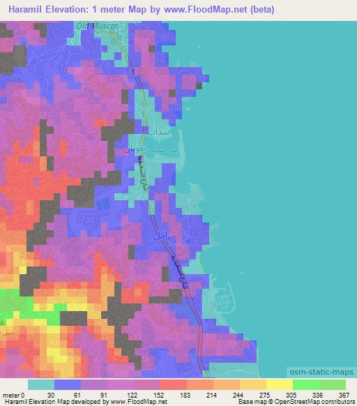 Haramil,Oman Elevation Map
