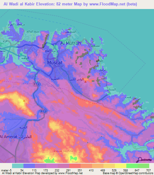 Al Wadi al Kabir,Oman Elevation Map