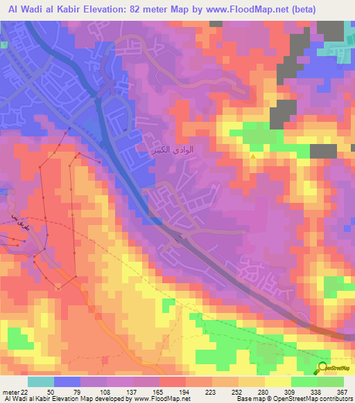 Al Wadi al Kabir,Oman Elevation Map