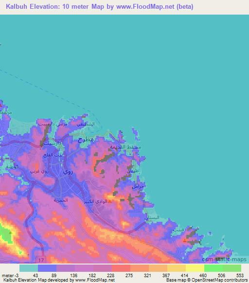 Kalbuh,Oman Elevation Map