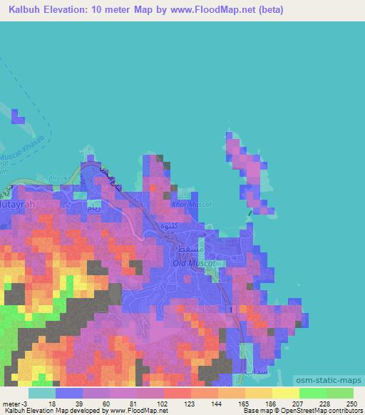 Kalbuh,Oman Elevation Map