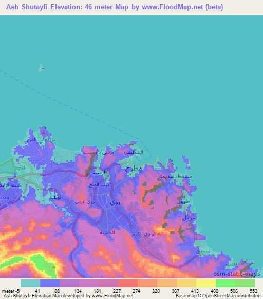 Ash Shutayfi,Oman Elevation Map