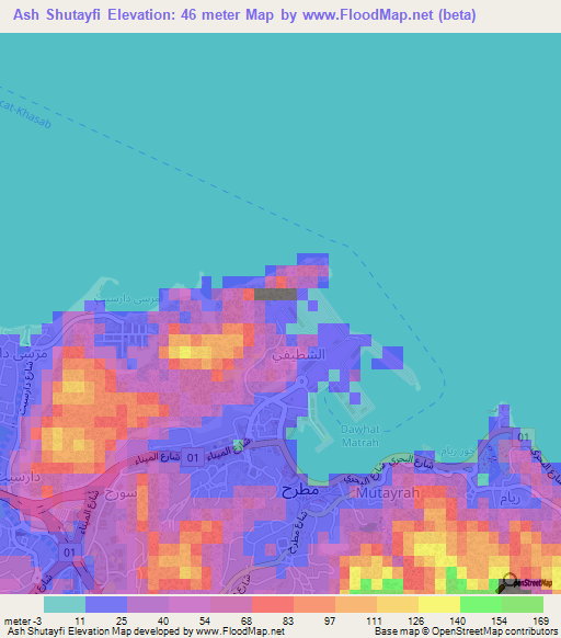 Ash Shutayfi,Oman Elevation Map