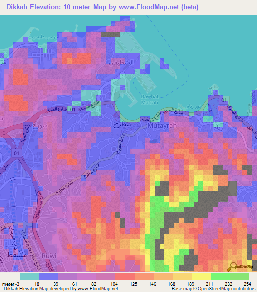 Dikkah,Oman Elevation Map