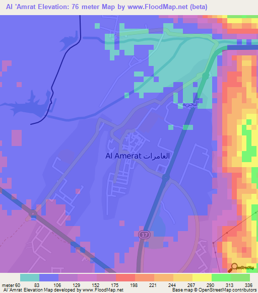 Al 'Amrat,Oman Elevation Map