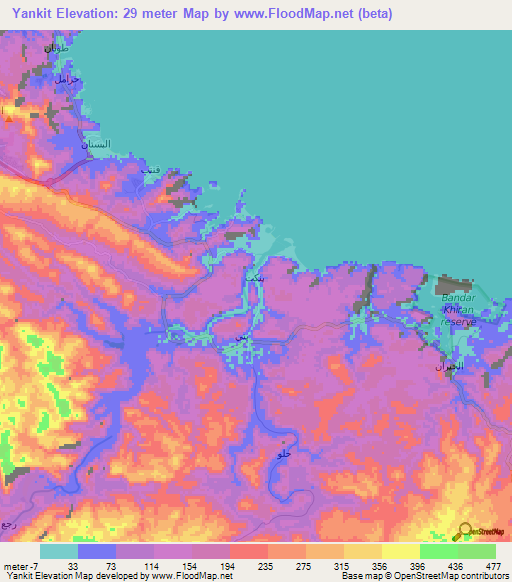 Yankit,Oman Elevation Map