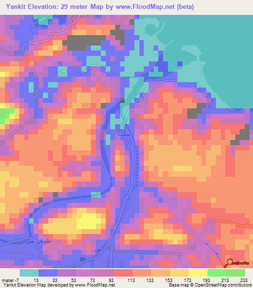 Yankit,Oman Elevation Map