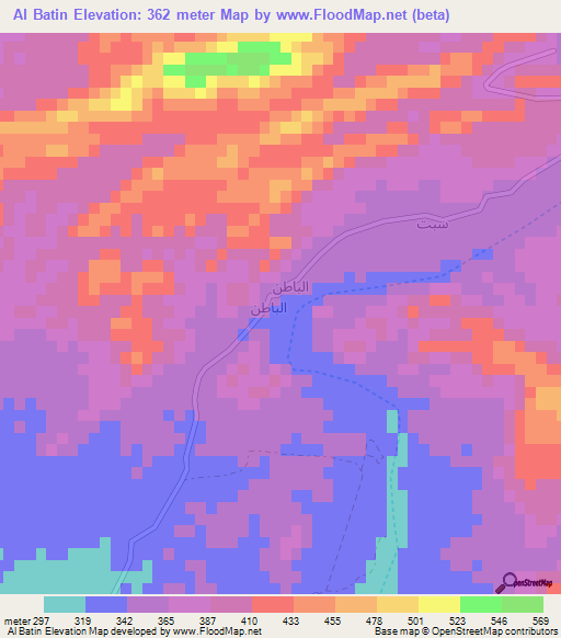 Al Batin,Oman Elevation Map