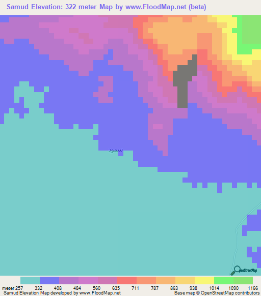 Samud,Oman Elevation Map