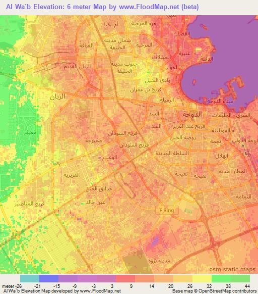 Al Wa`b,Qatar Elevation Map